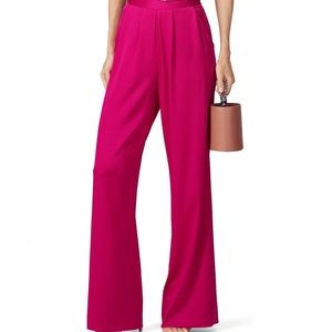 Ramy Brook Satin Iris Wide Leg Pant High Rise Palazzo Fuscha